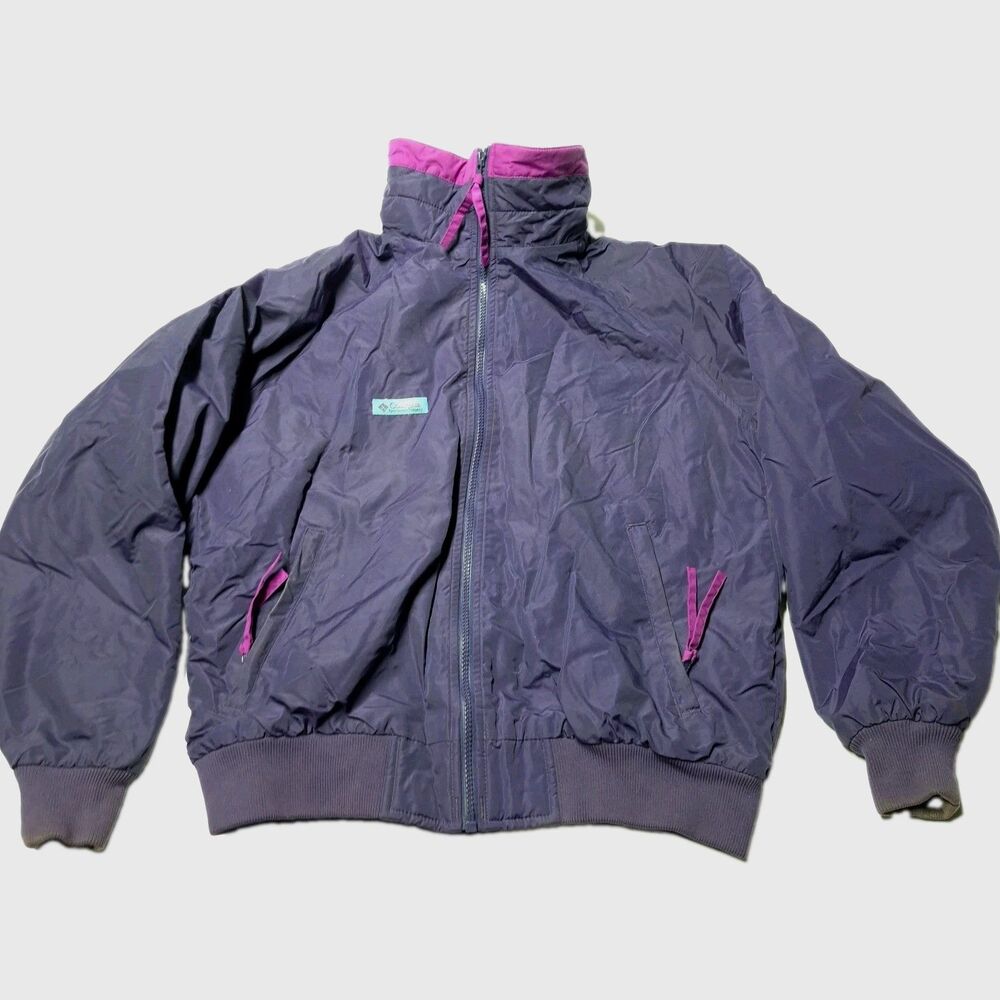 Vintage 90s Columbia Fleece Lined Bomber Jacket Purple Medium WL5590 1994